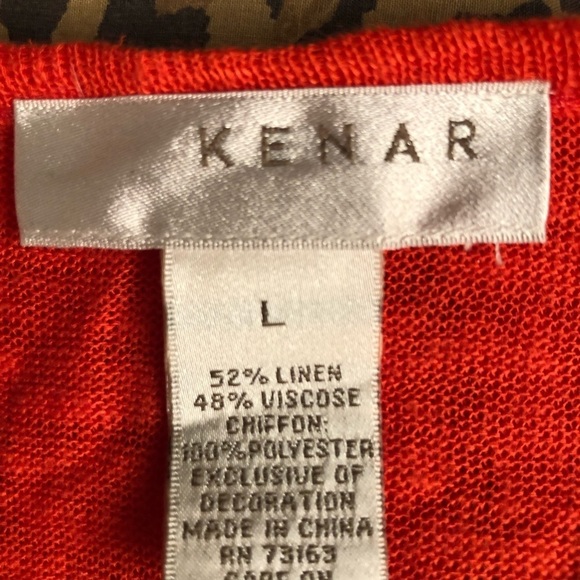 Kenar size large dark coral size large sleeveless knit front sheer overlay - Picture 3 of 9